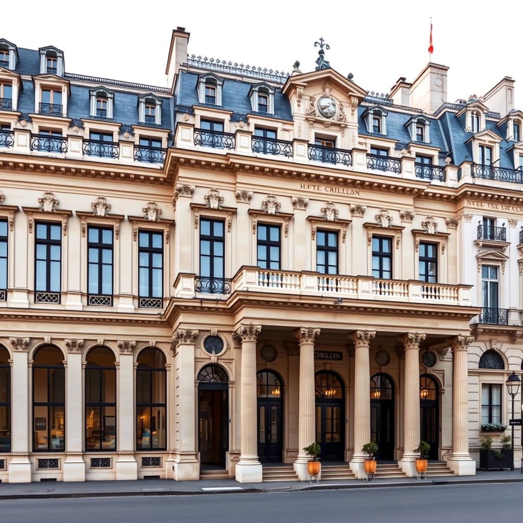 The Hôtel de Crillon's colonnade on Place de la Concorde — the walking-range base for a VIAIVE Paris photography week.